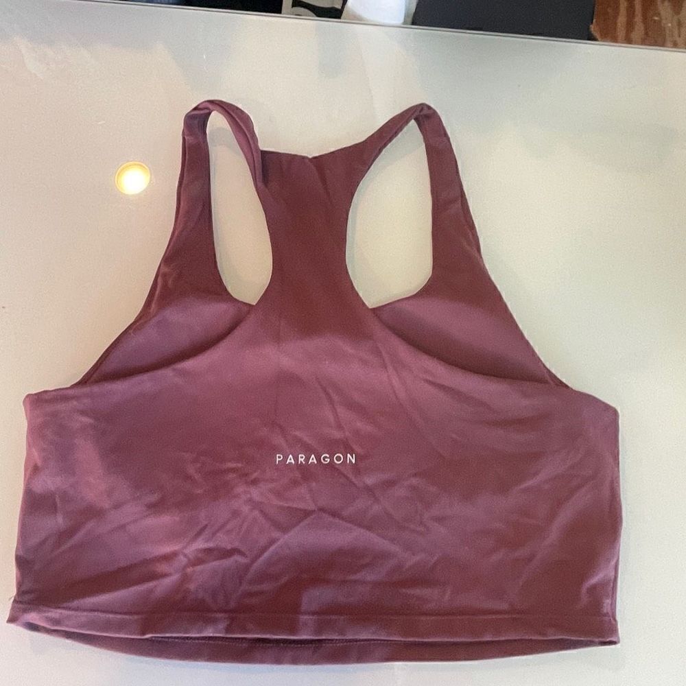 Paragon Maroon Red Racerback Cropped Tank Sports Bra Size XL Qty 2 - Picture 5 of 5